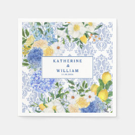 Guardanapo De Papel Azulejo-limão-mediterrânico azul-amarelo