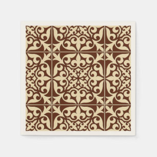 Guardanapo De Papel Azulejo marroquino - castanho chocolate e bege