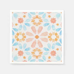 Guardanapo De Papel azulejo marroquino em azul e laranja