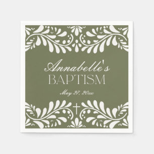 Guardanapo De Papel Azulejo Verde Talavera Espanhol Fiesta Baptism