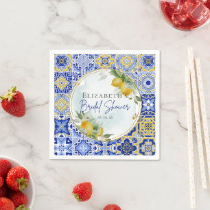 Guardanapo De Papel Azulejos Azuis Gregos Italianos Limões Chá de Noiv
