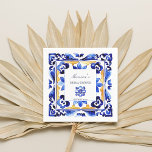 Guardanapo De Papel Azulejos azuis italianos Amalfi<br><div class="desc">Azulejos vietristas azuis-vietri-Majolica chá de panela tabuleiro talheres personalizadas modelo guardanapos-fralda,  temas mediterrânicos,  azulejos brancos e amarelos,  guardanapos de chá de panela</div>