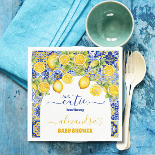 Guardanapo De Papel Azulejos azuis italianos chá de fraldas de limão