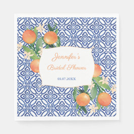 Guardanapo De Papel Azulejos Azuis Italianos Chá de panela De Laranjas