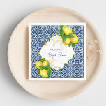 Guardanapo De Papel Azulejos azuis limão chá de panela Amalfi personal<br><div class="desc">Azulejos azuis limão Amalfi Positano,  guardanapos personalizados do chá de panela mediterrânico.</div>