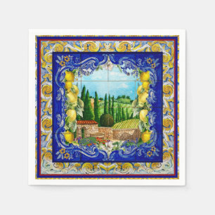 Guardanapo De Papel azulejos azuis Majolica italianos
