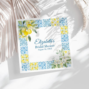 Guardanapo De Papel Azulejos Azuis Mediterrâneos e Chuveiro de Noiva d