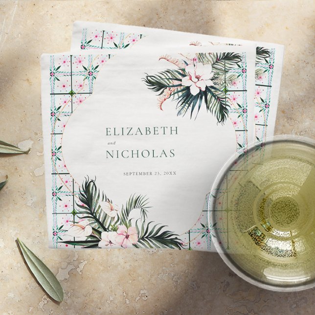 Guardanapo De Papel Azulejos | Casamento tropical marroquino (Criador carregado)