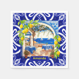 Guardanapo De Papel Azulejos de citrinos majolica do Mediterrâneo sici