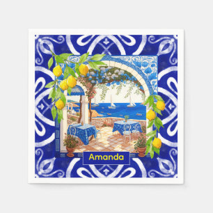 Guardanapo De Papel Azulejos de citrinos majolica do Mediterrâneo sici
