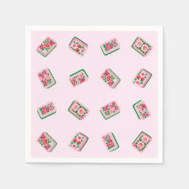 Guardanapo De Papel Azulejos de Mahjong Rosa Feminino Floral