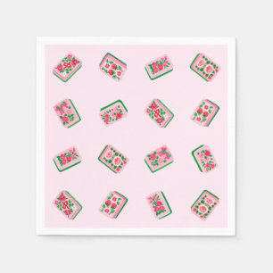 Guardanapo De Papel Azulejos de Mahjong Rosa Feminino Floral