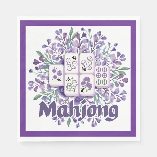 Guardanapo De Papel Azulejos de Mahjong Roxos (Frente)