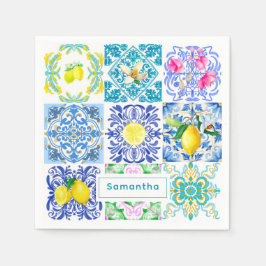 Guardanapo De Papel Azulejos do Mediterrâneo Chic Sicilian azulejo Ama