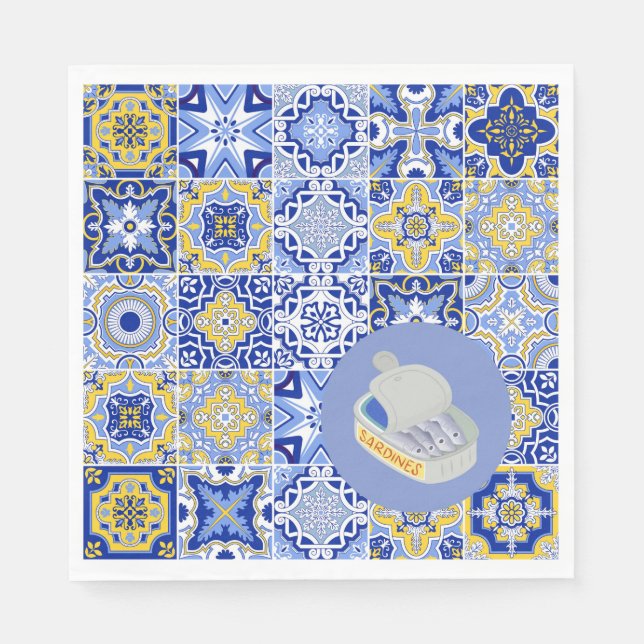 Guardanapo De Papel Azulejos e Sardinhas Portuguezas (Frente)