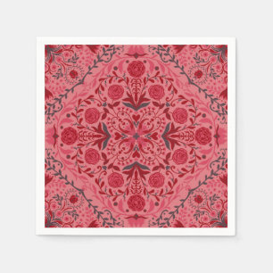 Guardanapo De Papel Azulejos florais em vermelho e melancia rosa