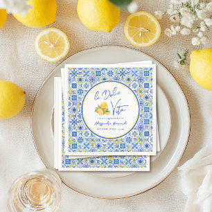 Guardanapo De Papel Azulejos Italianos Chuveiro de Noiva Mediterrâneo 