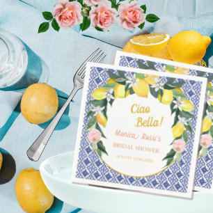 Guardanapo De Papel Azulejos italianos Lemons Ciao Bella Chá de panela
