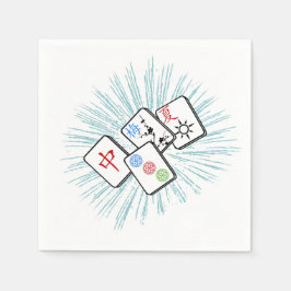 Guardanapo De Papel Azulejos Mahjong Azul