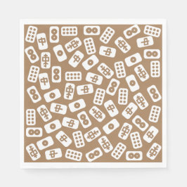 Guardanapo De Papel Azulejos Mahjong - padrão branco em castanho