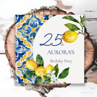 Guardanapo De Papel Azulejos mediterrânicos Lemon 25 Birthday