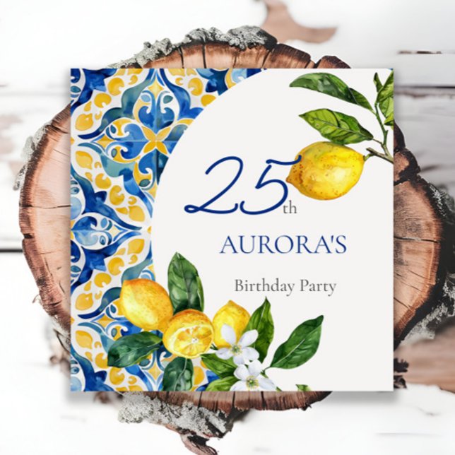 Guardanapo De Papel Azulejos mediterrânicos Lemon 25 Birthday (Criador carregado)