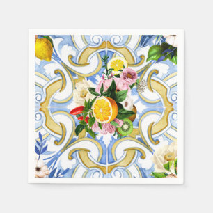 Guardanapo De Papel Azulejos mediterrânicos, majolica, estilo Sicilian