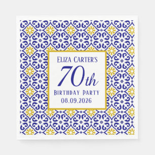 Guardanapo De Papel Azulejos Portugueses 70 Azul Aniversário Mediterrâ