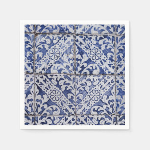 Guardanapo De Papel Azulejos Portugueses - Azulejo Azul e Branco Flora