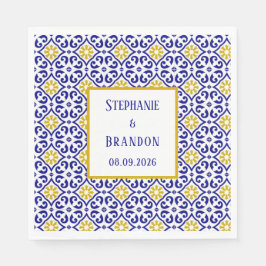 Guardanapo De Papel Azulejos Portugueses Casamento Azul Mediterrâneo