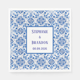 Guardanapo De Papel Azulejos Portugueses Casamento Azul Mediterrâneo