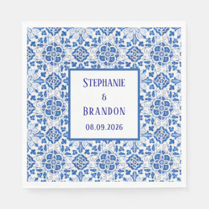 Guardanapo De Papel Azulejos Portugueses Casamento Azul Mediterrâneo