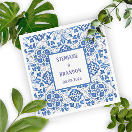 Guardanapo De Papel Azulejos Portugueses Casamento Azul Mediterrâneo