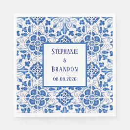 Guardanapo De Papel Azulejos Portugueses Casamento Azul Mediterrâneo