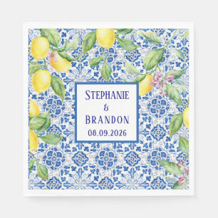 Guardanapo De Papel Azulejos Portugueses Limões Casamento Mediterrâneo