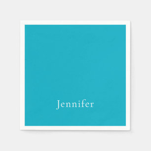 Guardanapo De Papel Azure Blue Trendy Modern Minimalist Name