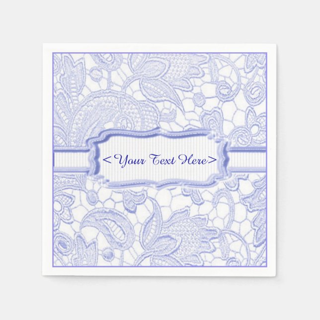 Guardanapo De Papel Azure Lace Elegante Blue Personalizado Napkins (Frente)