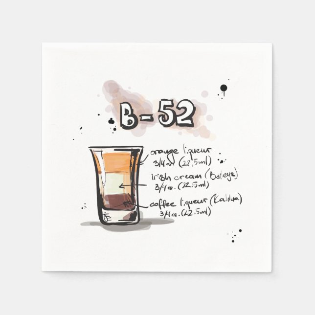 Guardanapo De Papel B-52 Receitas Bebidas Cocktail Napkin (Frente)