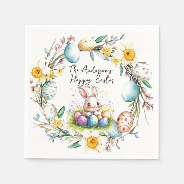 Guardanapo De Papel Babá felz pascoa e Páscoa floral (Frente)