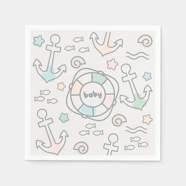 Guardanapo De Papel Baby Ahoy Paper Napkins (Frente)
