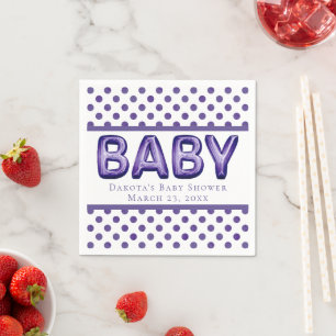 Guardanapo De Papel Baby Balloon Royal Violet Purple Chá de fraldas