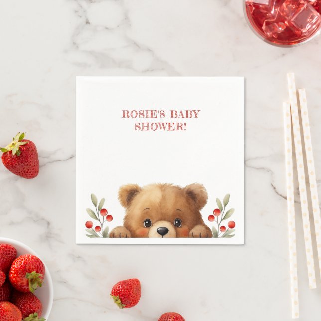 Guardanapo De Papel Baby Bear And Rowan Berries Baby Shower (Insitu)
