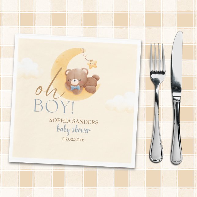 Guardanapo De Papel Baby Bear on the Way! Boy Baby Shower (Criador carregado)