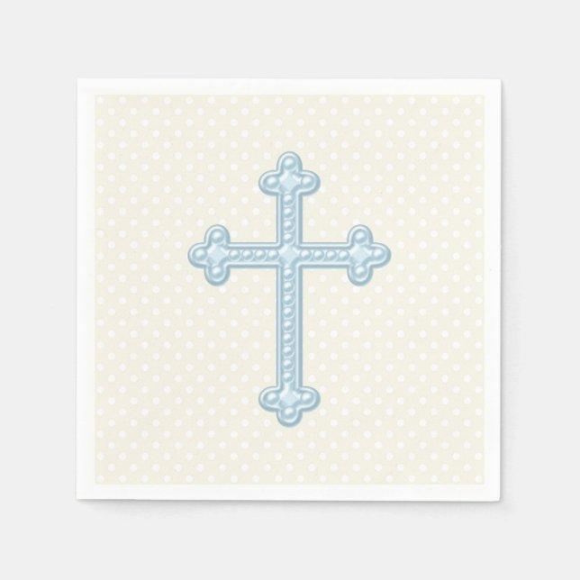 Guardanapo De Papel Baby Blue Cross Christening (Frente)