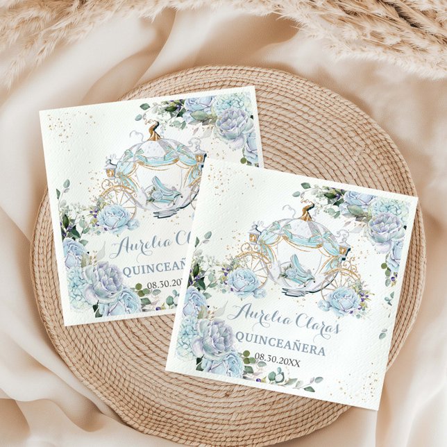 Guardanapo De Papel Baby Blue Floral Rosas Princesa Treinador Quincean (Criador carregado)