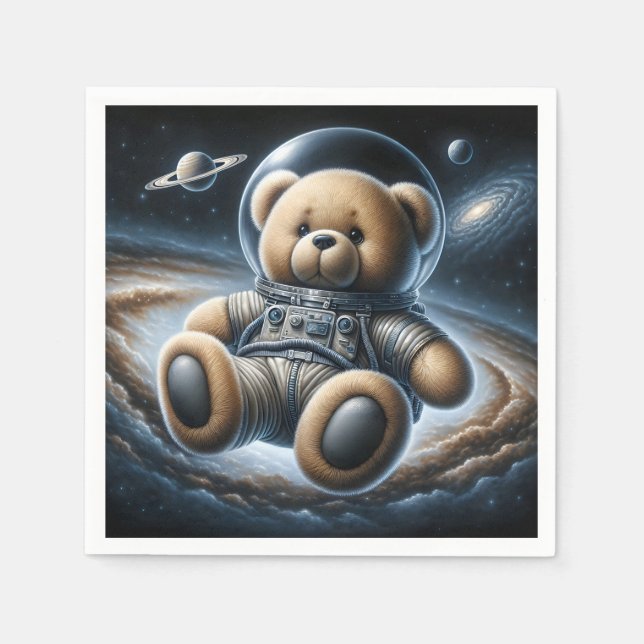 Guardanapo De Papel Baby Boy Astronaut Teddy Bear (Frente)