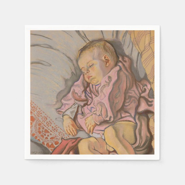 Guardanapo De Papel Baby Boy dormindo no Travesseiro (Frente)