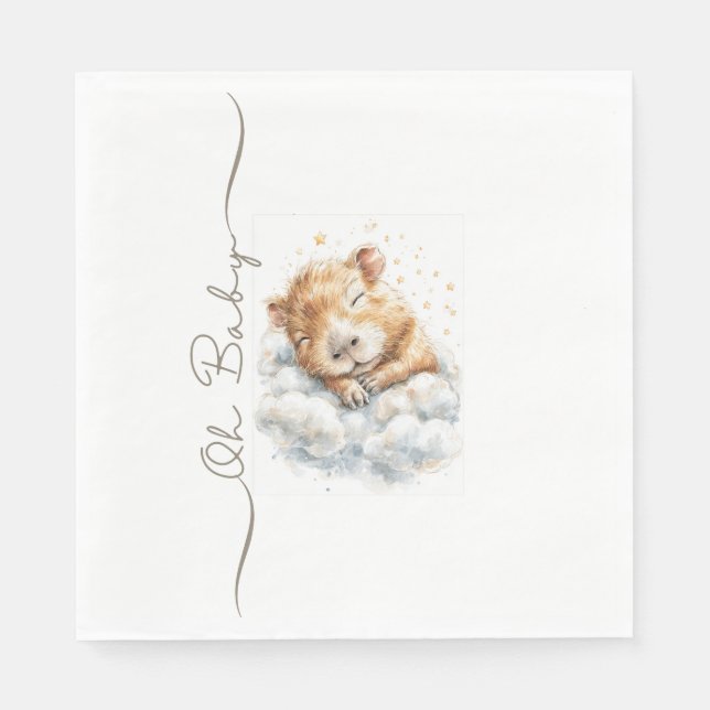 Guardanapo De Papel Baby Boy Shower • Oh Baby Capybara Design (Frente)