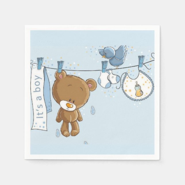 Guardanapo De Papel Baby Boy Teddy Bear (Frente)
