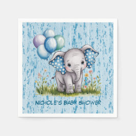 Guardanapo De Papel Baby Elephant and Wildflower Boy Baby Shower